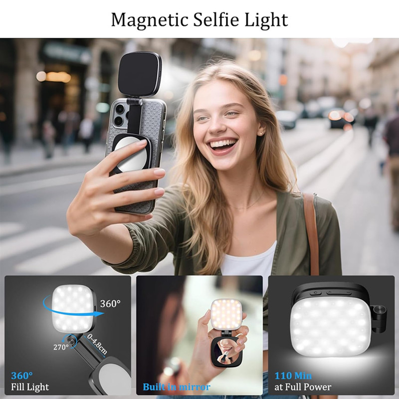 Photography With Iphone 15 - Lumière magnétique pliable pour Selfie, avec